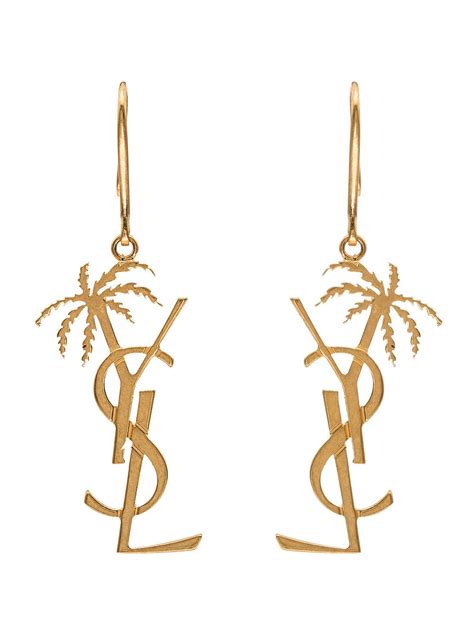 ysl gold hoop earrings|ysl palm tree earrings.